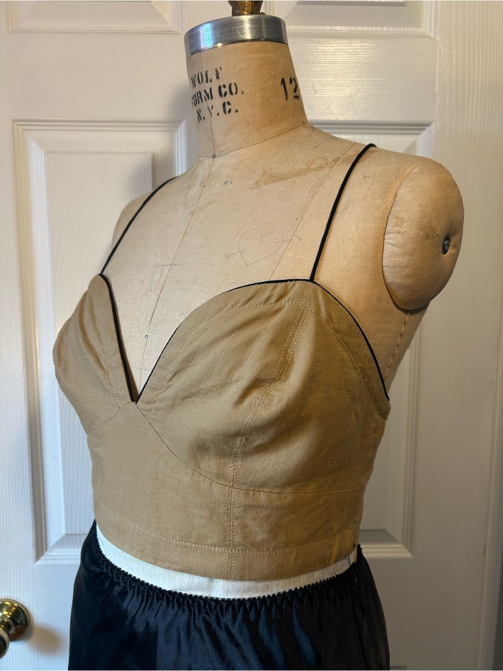 Maeve Anthropologie Khaki Linen Bustier Top